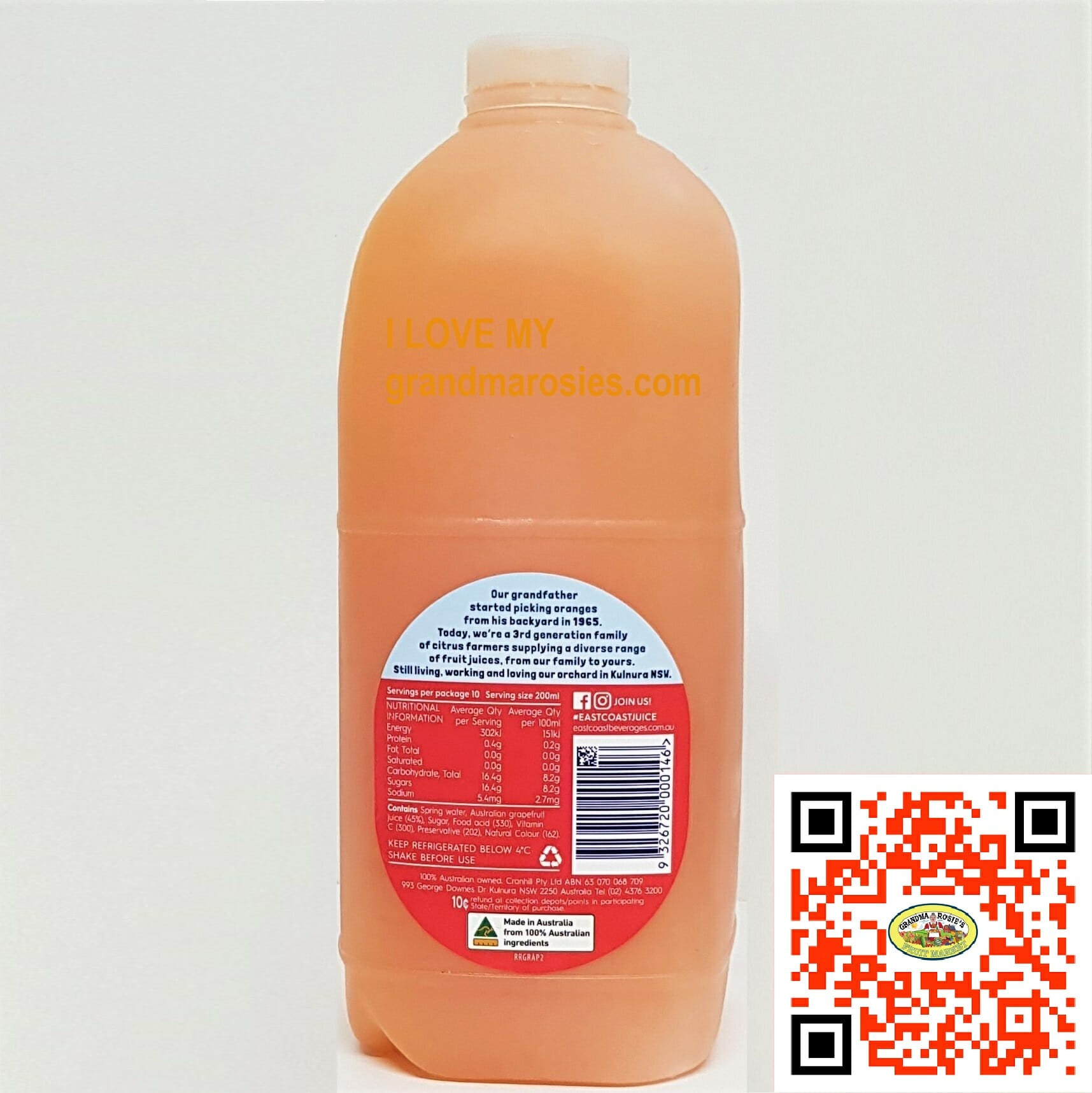 Ruby Grapefruit Juice ‘east Coast 2 Litre Bottle Premium Quality